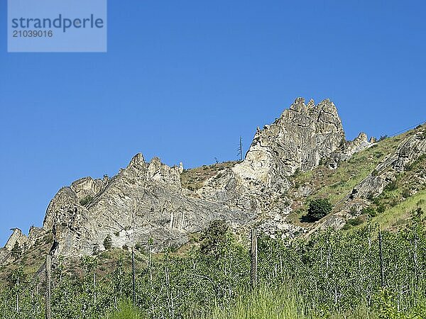 The Peshastin Pinnacles park on a bright and sunny day near Wenatchee  Washington