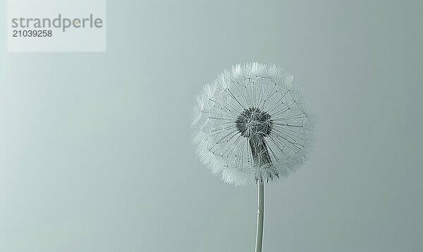 A delicate white dandelion against a pristine white backdrop AI generated