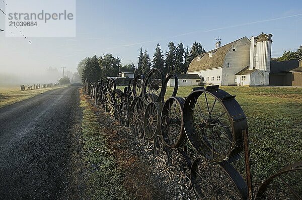 An early morning photo of the Artisan Barn in the palouse region of eastern Washington