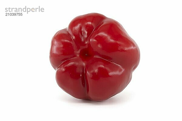 Fresh ripe red bell pepper isolated on white background