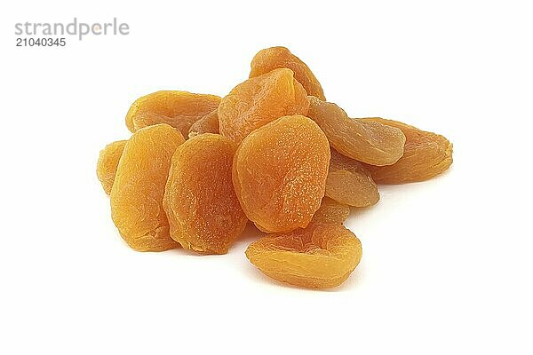 Bunch of dried apricots fruits isolated on white background