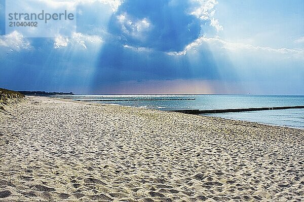 Sunset in Zingst. Sea view of the Baltic Sea. The vacation can come. landscape