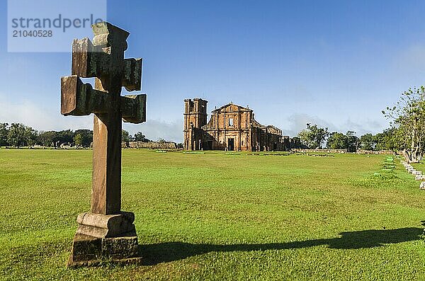 Part of the UNESCO site  Jesuit Missions of the Guaranis: Church  Ruins of Sao Miguel das Missoe  Rio Grande do Sul  Brazil  South America