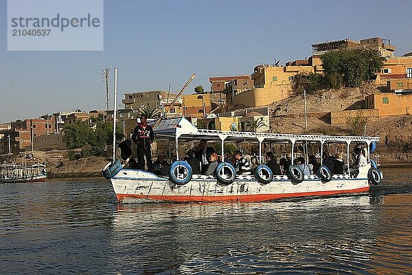 Tourist boats  excursion boats on the Nile near Aswan  Africa  Upper Egypt  Egypt  Africa