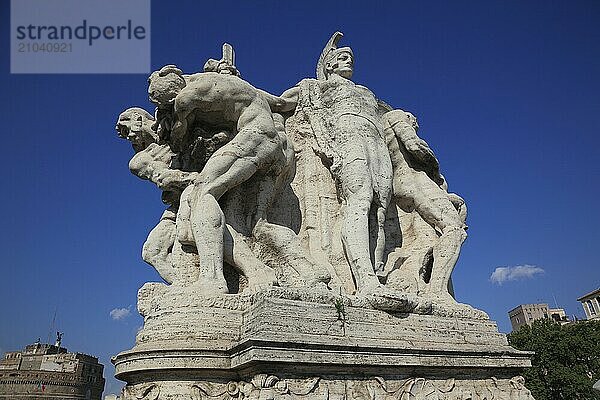 Sculpture group at the entrance to the Bridge of Angels  Rome  Italy  Europe