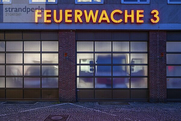 Fire Station 3 in the evening  Nuremberg  Middle Franconia  Bavaria  Germany  Europe