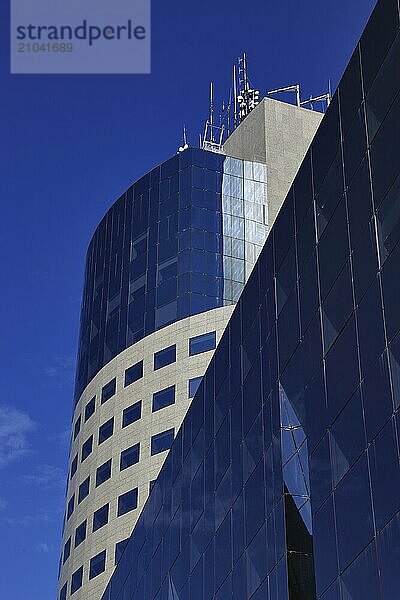 In the centre  office building  bank building  modern building of BCR Bank  Banca Comerciala Româna S.A.  Bucharest  Romania  Europe