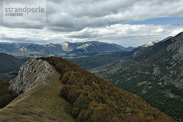 Abruzzo National Park from the summit of Mount Amaro  Italy  Europe