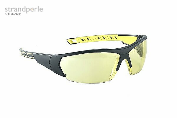 Work safety glasses yellow lens isolated on a white background