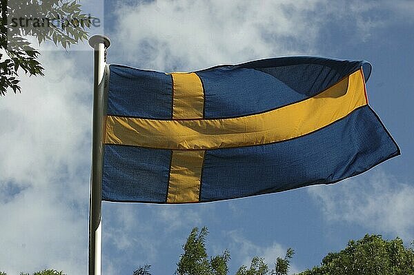 Swedish flag blowing in the wind