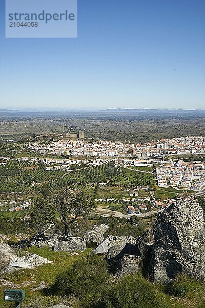 Castelo de Vide in Alentejo  Portugal from Serra de Sao Mamede mountains