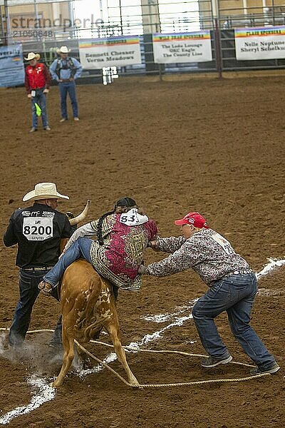 Oklahoma City  Oklahoma  The Great Plains Rodeo  ein jährlich stattfindendes Rodeo für Schwule  bei dem traditionelle Rodeowettbewerbe stattfinden und gleichzeitig die Kameradschaft der LGBTQ Gemeinschaft betont wird. Beim Wild Drag Racing müssen drei Personen einen Ochsen über eine Linie ziehen und der Teilnehmer im Schlepptau muß ihn dann wieder über die Linie reiten