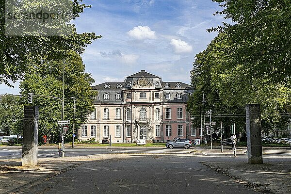 Die Jägerhofallee im Hofgarten dem zentralen Stadtpark in Düsseldorf  Blick auf Schloss Jägerhof  Nordrhein-Westfalen  Deutschland  Europa