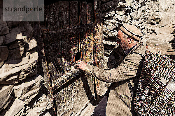 Farmer is going to collect grass from Hushe village