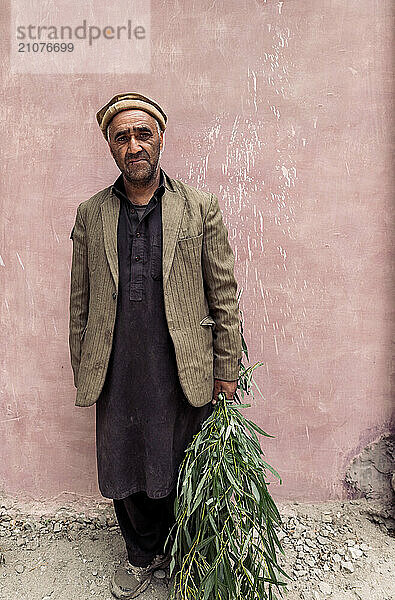 Portrait of a farmer person   in the village of Hushe