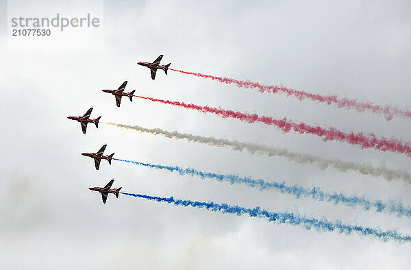 Red arrows aerial display (aerobatics) team  Silverstone  England  United Kingdom  Europe