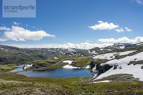 View of the beautiful Aurlandsfjellet in Norway on a sunny day