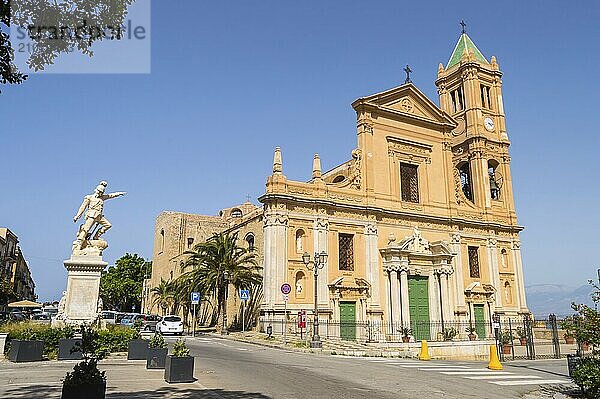 2018.View of the San Nicola di Bari cathedral on the Duomo square in Termini Imerese in northern Sicily