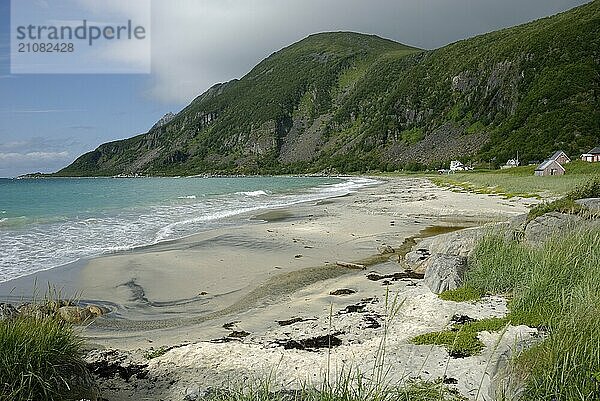 Sandy beach beach in Bövär  Senja  Troms  Norway  Europe