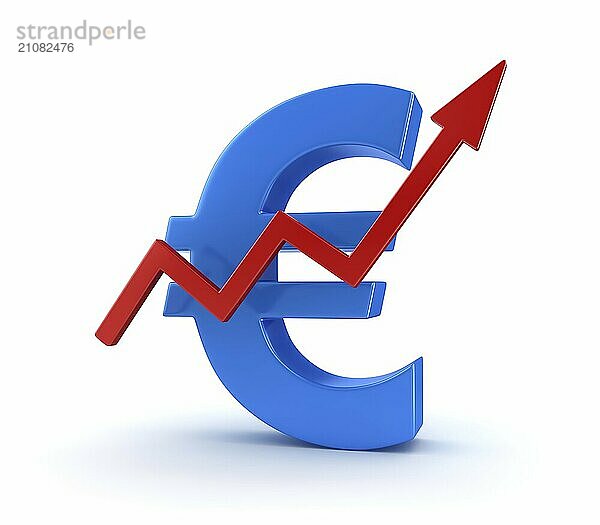 Business Chart mit Euro Symbol  ist dies ein 3d Rendered Computer Generated Image. vor weißem Hintergrund