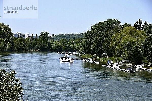 Panorama at the River Danube in the Town Regensburg  Bavaria  Deutschland. Panorama am Fluss Donau in der Stadt Regensburg  Bayern  Deutschland  Europa