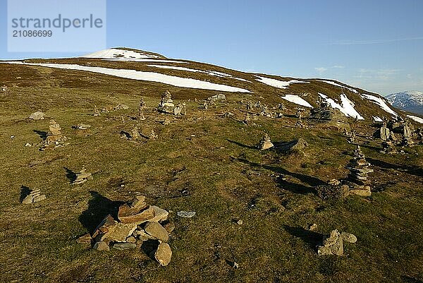 Cairn at Fjellheisen  Tromsö  Troms  Norway  Europe