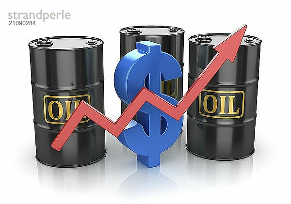 Öl Fass und Dollar Zeichen  Dies ist ein 3d Rendered Computer Generated Image. vor weißem Hintergrund