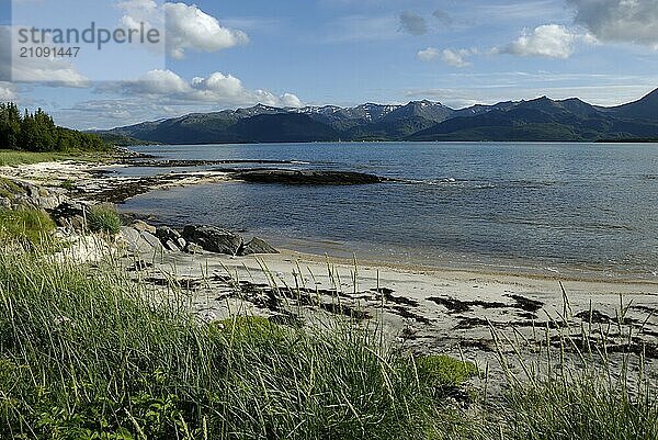 Small beach near Skaland  Senja  Troms  Norway  Europe