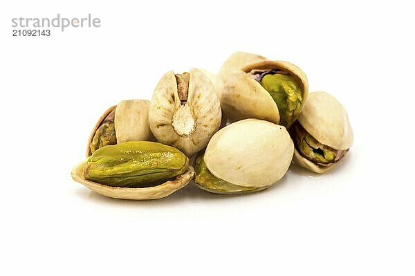 Pistachio isolated on white background  clipping path  full depth of field