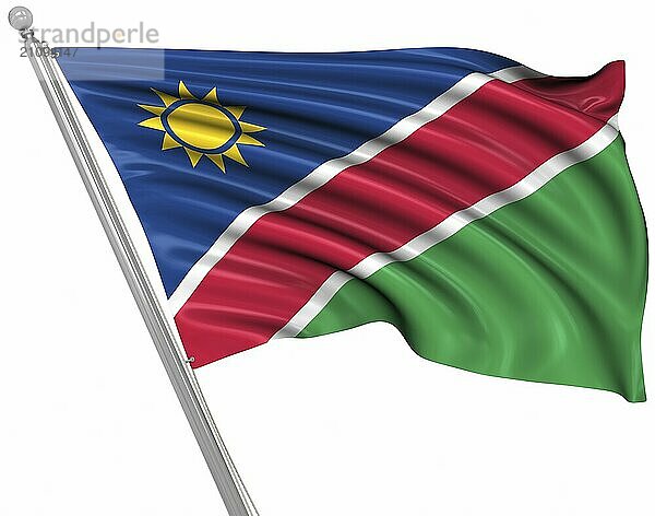 Flagge von Namibia  vor weißem Hintergrund