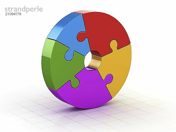 Bunte Puzzle Diagramm  Dies ist ein 3d gerendert Computer generiertes Bild. vor weißem Hintergrund