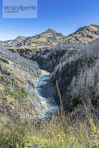 New Zealand South Island  Skippers Canyon at Skippers Bridge on Skippers Canyon Road north of Queenstown in the Otago region