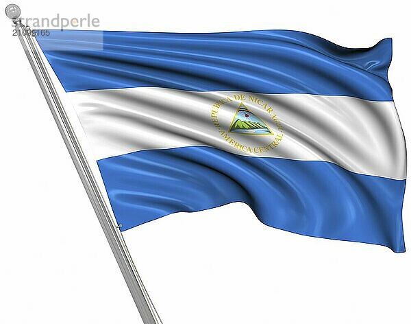 Flagge von Nicaragua  vor weißem Hintergrund