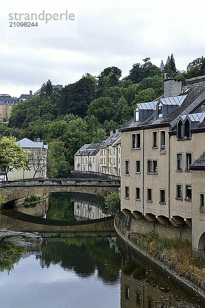 Panorama in the Neighborhood Pfaffenthal in the Capital of Luxemburg. Panorama im Stadtteil Pfaffenthal in der Hauptstadt von Luxemburg