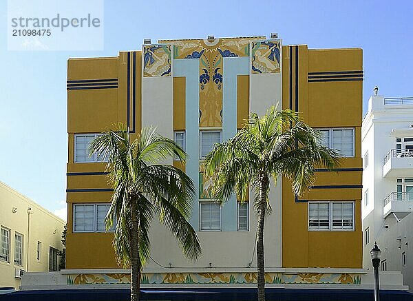 Historical Art Deco Building in Miami South Beach  Florida  USA  North America