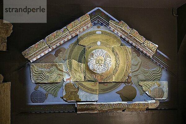 Interior view  Temple Pediment  The Roman Baths  Bath  England  Great Britain