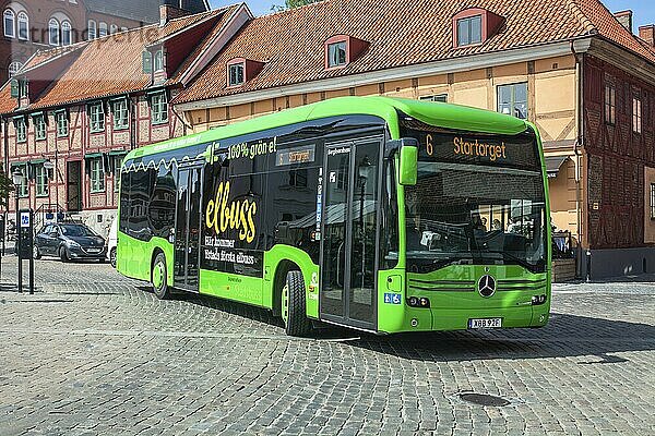 Electric bus in Ystad  Skåne Country  Sweden  Scandinavia  Europe