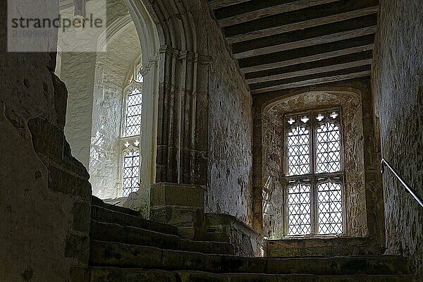 Interior view  window  steps to the Refectory  Cleeve Abbey  Washford  England  Great Britain