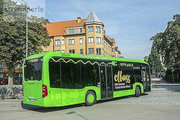 Electric bus in Ystad  Skåne Country  Sweden  Scandinavia  Europe