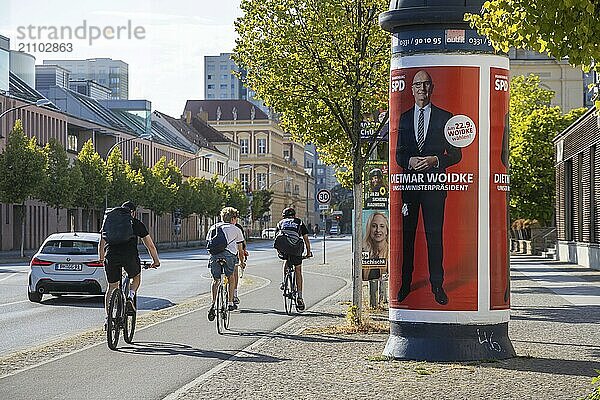 Landtagswahl in Brandenburg. Wahlplakat von Ministerpräsident Dietmar Woidke  SPD. Potsdam  Brandenburg  Deutschland  Europa