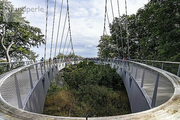 Der Skywalk Königsstuhl an den Kreidefelsen von Rügen  Aussichtsplattform an der berühmten Felsformation Königsstuhl  barrierefrei  im Nationalpark Jasmund  Blick auf die Ostsee und die Kreidefelsen Küste  zwischen Sassnitz und Lohme  Mecklenburg-Vorpommern  Deutschland  Europa