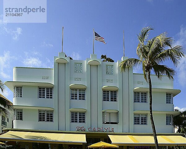 Historical Art Deco Building in Miami South Beach  Florida  USA  North America