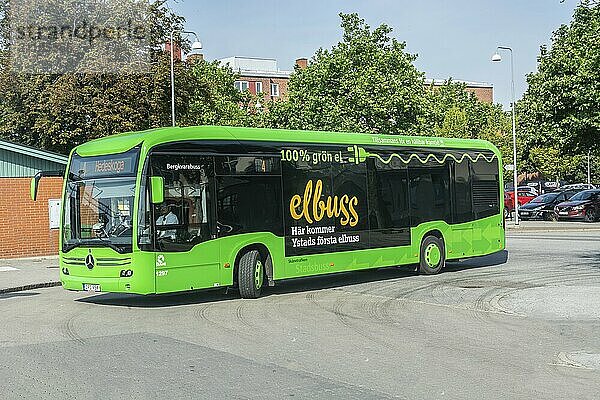 Electric bus in Ystad  Skåne Country  Sweden  Scandinavia  Europe