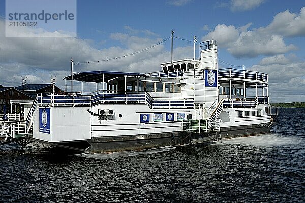 Restaurant ship in Norra Hamn  Lulea  Norrbotten  Sweden  Europe