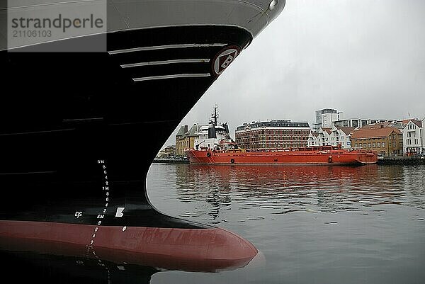 Bow of the MS Birkeland in the harbour of Stavanger  Norway  Europe