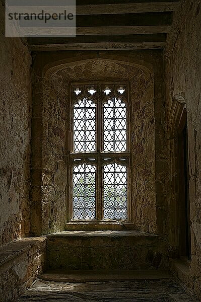 Interior view  window  steps to the Refectory  Cleeve Abbey  Washford  England  Great Britain