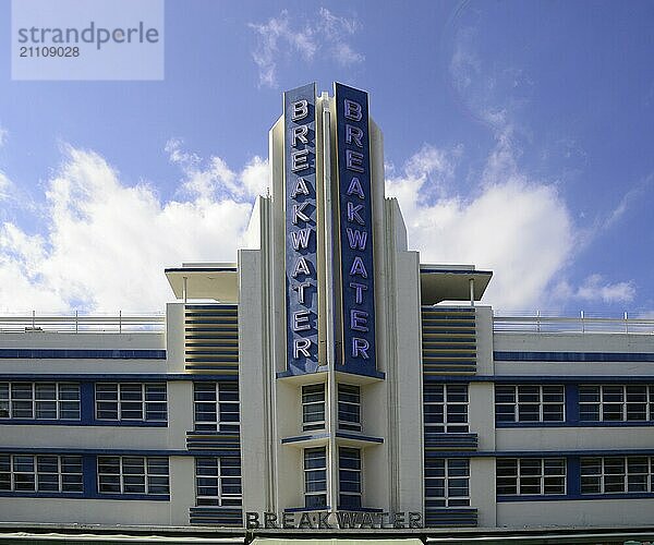 Historical Art Deco Building in Miami South Beach  Florida  USA  North America