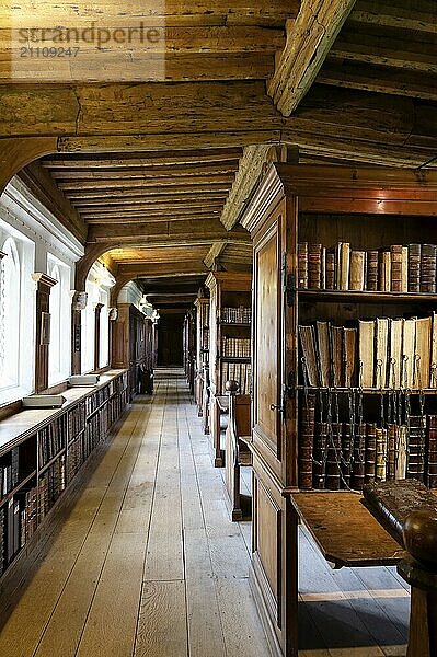 Interior view  Cathedral Library  Wells Cathedral  Wells  England  Great Britain