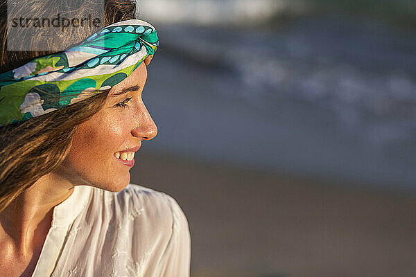 Smiling beautiful woman in headscarf