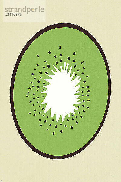 Illustration of kiwi fruit against beige background